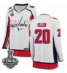 Women's Washington Capitals #20 Lars Eller Fanatics Branded White Away Breakaway 2018 Stanley Cup Final NHL Jersey