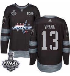 Men's Adidas Washington Capitals #13 Jakub Vrana Authentic Black 1917-2017 100th Anniversary 2018 Stanley Cup Final NHL Jersey