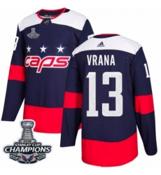 Men's Adidas Washington Capitals #13 Jakub Vrana Authentic Navy Blue 2018 Stadium Series 2018 Stanley Cup Final Champions NHL Jersey