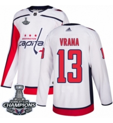 Men's Adidas Washington Capitals #13 Jakub Vrana Authentic White Away 2018 Stanley Cup Final Champions NHL Jersey