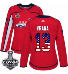 Women's Adidas Washington Capitals #13 Jakub Vrana Authentic Red USA Flag Fashion 2018 Stanley Cup Final NHL Jersey