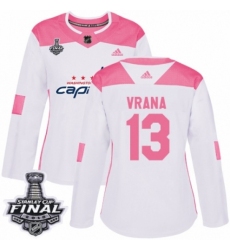 Women's Adidas Washington Capitals #13 Jakub Vrana Authentic White/Pink Fashion 2018 Stanley Cup Final NHL Jersey