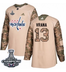 Youth Adidas Washington Capitals #13 Jakub Vrana Authentic Camo Veterans Day Practice 2018 Stanley Cup Final Champions NHL Jersey