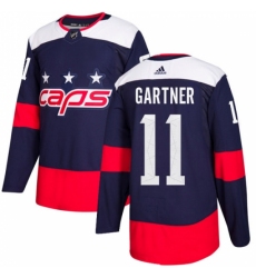 Men's Adidas Washington Capitals #11 Mike Gartner Authentic Navy Blue 2018 Stadium Series NHL Jersey