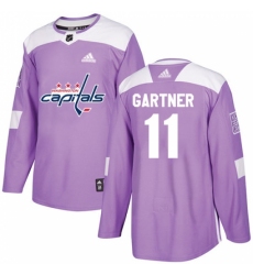 Men's Adidas Washington Capitals #11 Mike Gartner Authentic Purple Fights Cancer Practice NHL Jersey