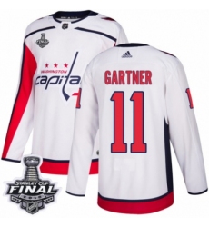 Men's Adidas Washington Capitals #11 Mike Gartner Authentic White Away 2018 Stanley Cup Final NHL Jersey