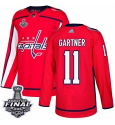 Men's Adidas Washington Capitals #11 Mike Gartner Premier Red Home 2018 Stanley Cup Final NHL Jersey