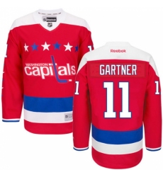 Men's Reebok Washington Capitals #11 Mike Gartner Authentic Red Third NHL Jersey