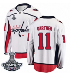 Men's Washington Capitals #11 Mike Gartner Fanatics Branded White Away Breakaway 2018 Stanley Cup Final Champions NHL Jersey