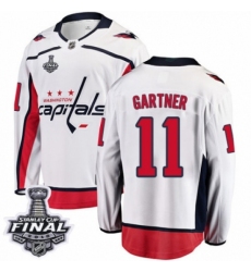 Men's Washington Capitals #11 Mike Gartner Fanatics Branded White Away Breakaway 2018 Stanley Cup Final NHL Jersey