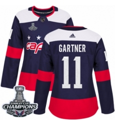 Women's Adidas Washington Capitals #11 Mike Gartner Authentic Navy Blue 2018 Stadium Series 2018 Stanley Cup Final Champions NHL Jersey