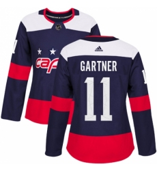 Women's Adidas Washington Capitals #11 Mike Gartner Authentic Navy Blue 2018 Stadium Series NHL Jersey