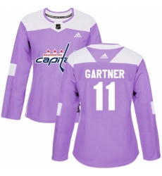 Women's Adidas Washington Capitals #11 Mike Gartner Authentic Purple Fights Cancer Practice NHL Jersey