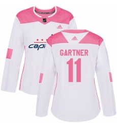 Women's Adidas Washington Capitals #11 Mike Gartner Authentic White/Pink Fashion NHL Jersey