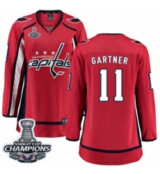 Women's Washington Capitals #11 Mike Gartner Fanatics Branded Red Home Breakaway 2018 Stanley Cup Final Champions NHL Jersey