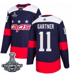 Youth Adidas Washington Capitals #11 Mike Gartner Authentic Navy Blue 2018 Stadium Series 2018 Stanley Cup Final Champions NHL Jersey