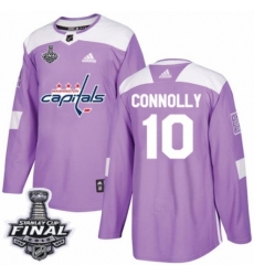 Men's Adidas Washington Capitals #10 Brett Connolly Authentic Purple Fights Cancer Practice 2018 Stanley Cup Final NHL Jersey