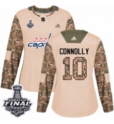 Women's Adidas Washington Capitals #10 Brett Connolly Authentic Camo Veterans Day Practice 2018 Stanley Cup Final NHL Jersey