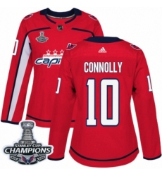 Women's Adidas Washington Capitals #10 Brett Connolly Authentic Red Home 2018 Stanley Cup Final Champions NHL Jersey