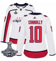 Women's Adidas Washington Capitals #10 Brett Connolly Authentic White Away 2018 Stanley Cup Final Champions NHL Jersey