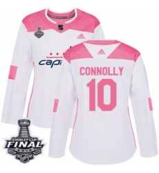 Women's Adidas Washington Capitals #10 Brett Connolly Authentic White/Pink Fashion 2018 Stanley Cup Final NHL Jersey