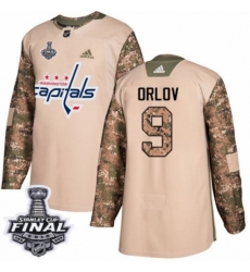 Men's Adidas Washington Capitals #9 Dmitry Orlov Authentic Camo Veterans Day Practice 2018 Stanley Cup Final NHL Jersey