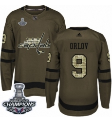 Men's Adidas Washington Capitals #9 Dmitry Orlov Authentic Green Salute to Service 2018 Stanley Cup Final Champions NHL Jersey