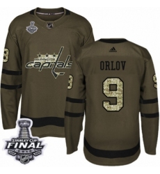 Men's Adidas Washington Capitals #9 Dmitry Orlov Authentic Green Salute to Service 2018 Stanley Cup Final NHL Jersey