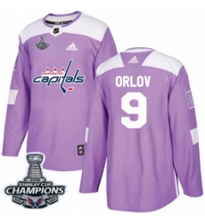 Men's Adidas Washington Capitals #9 Dmitry Orlov Authentic Purple Fights Cancer Practice 2018 Stanley Cup Final Champions NHL Jersey