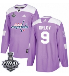 Men's Adidas Washington Capitals #9 Dmitry Orlov Authentic Purple Fights Cancer Practice 2018 Stanley Cup Final NHL Jersey