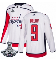 Men's Adidas Washington Capitals #9 Dmitry Orlov Authentic White Away 2018 Stanley Cup Final Champions NHL Jersey