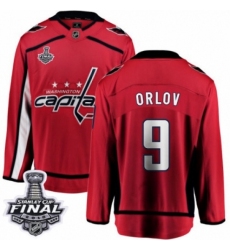 Men's Washington Capitals #9 Dmitry Orlov Fanatics Branded Red Home Breakaway 2018 Stanley Cup Final NHL Jersey