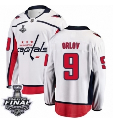 Men's Washington Capitals #9 Dmitry Orlov Fanatics Branded White Away Breakaway 2018 Stanley Cup Final NHL Jersey