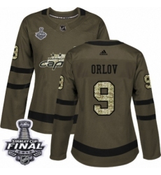 Women's Adidas Washington Capitals #9 Dmitry Orlov Authentic Green Salute to Service 2018 Stanley Cup Final NHL Jersey