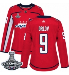 Women's Adidas Washington Capitals #9 Dmitry Orlov Authentic Red Home 2018 Stanley Cup Final Champions NHL Jersey