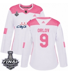 Women's Adidas Washington Capitals #9 Dmitry Orlov Authentic White/Pink Fashion 2018 Stanley Cup Final NHL Jersey