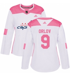 Women's Adidas Washington Capitals #9 Dmitry Orlov Authentic White/Pink Fashion NHL Jersey