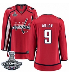 Women's Washington Capitals #9 Dmitry Orlov Fanatics Branded Red Home Breakaway 2018 Stanley Cup Final Champions NHL Jersey