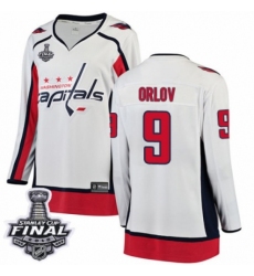 Women's Washington Capitals #9 Dmitry Orlov Fanatics Branded White Away Breakaway 2018 Stanley Cup Final NHL Jersey