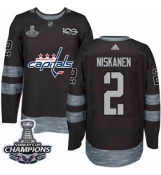 Men's Adidas Washington Capitals #2 Matt Niskanen Authentic Black 1917-2017 100th Anniversary 2018 Stanley Cup Final Champions NHL Jersey