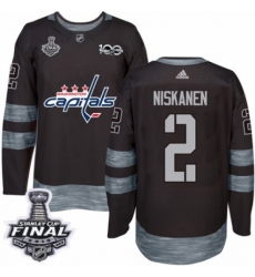 Men's Adidas Washington Capitals #2 Matt Niskanen Authentic Black 1917-2017 100th Anniversary 2018 Stanley Cup Final NHL Jersey