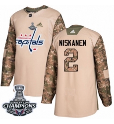 Men's Adidas Washington Capitals #2 Matt Niskanen Authentic Camo Veterans Day Practice 2018 Stanley Cup Final Champions NHL Jersey