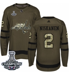 Men's Adidas Washington Capitals #2 Matt Niskanen Authentic Green Salute to Service 2018 Stanley Cup Final Champions NHL Jersey