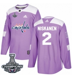 Men's Adidas Washington Capitals #2 Matt Niskanen Authentic Purple Fights Cancer Practice 2018 Stanley Cup Final Champions NHL Jersey