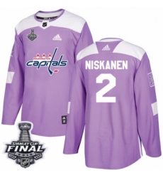 Men's Adidas Washington Capitals #2 Matt Niskanen Authentic Purple Fights Cancer Practice 2018 Stanley Cup Final NHL Jersey