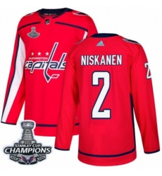 Men's Adidas Washington Capitals #2 Matt Niskanen Authentic Red Home 2018 Stanley Cup Final Champions NHL Jersey