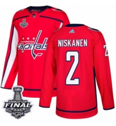 Men's Adidas Washington Capitals #2 Matt Niskanen Premier Red Home 2018 Stanley Cup Final NHL Jersey