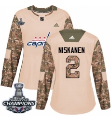 Women's Adidas Washington Capitals #2 Matt Niskanen Authentic Camo Veterans Day Practice 2018 Stanley Cup Final Champions NHL Jersey