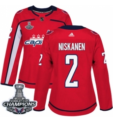 Women's Adidas Washington Capitals #2 Matt Niskanen Authentic Red Home 2018 Stanley Cup Final Champions NHL Jersey