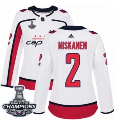 Women's Adidas Washington Capitals #2 Matt Niskanen Authentic White Away 2018 Stanley Cup Final Champions NHL Jersey